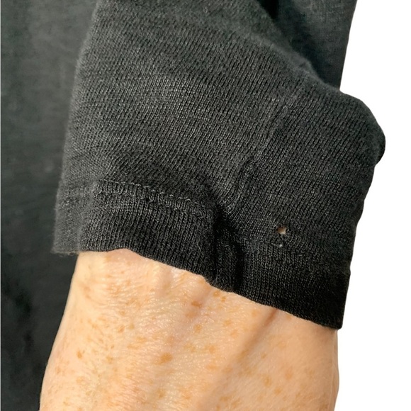 Sandro Paris Black Line Split V Neck 3/4 Sleeve Blouse Lace Applique Size 1 - Picture 12 of 13